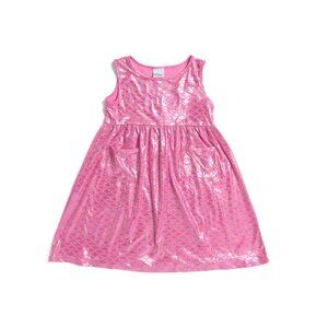 FLAP HAPPY Pink Girls Shiny Scales Upf 50 Cover-up Dress